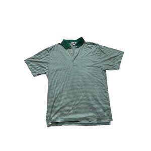 Peter Millar Polo Shirt Green White Stripe Cotton Men’s M